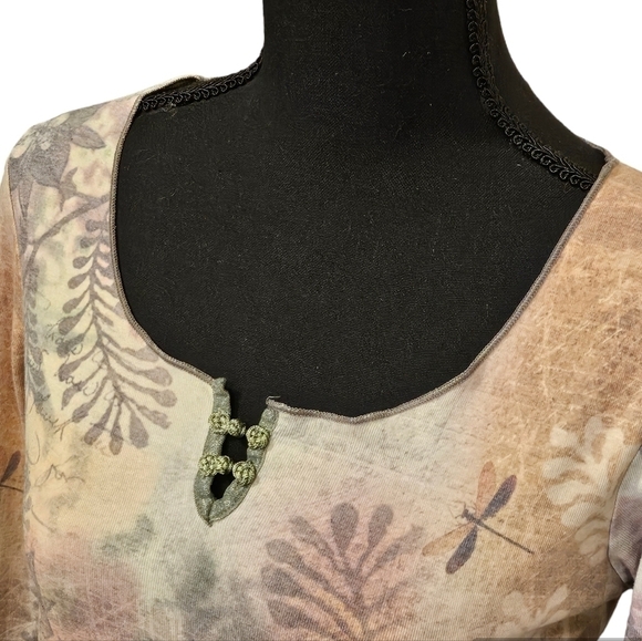 One WorldMulti Colored & Bling top Floral 50% Polyester 50% Cotton Size M - Picture 6 of 9